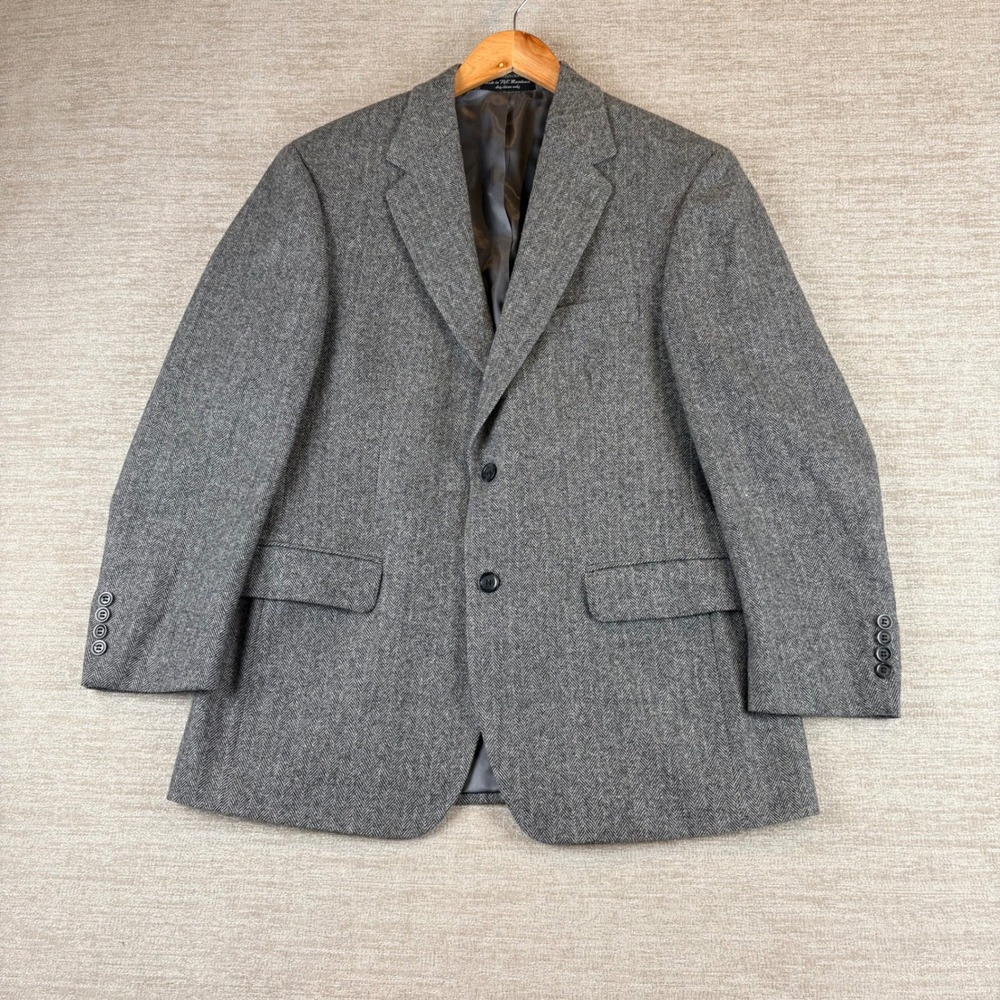 Gianfranco Ruffini Sport Coat Mens 40S Gray Herringbone Camel Hair Italy EUC